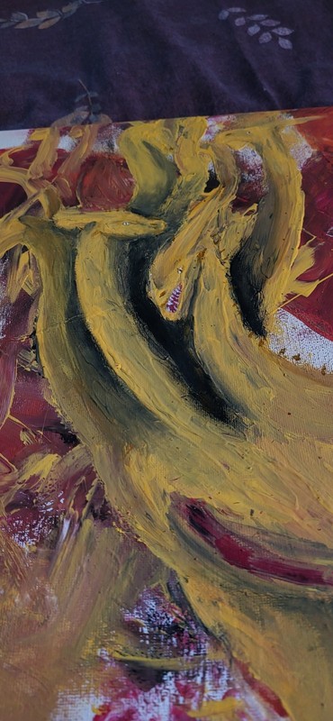 Original Handmade Abstract Acrylic Painting "Yellow Beast" 11x14 In Fantasy Art gallery