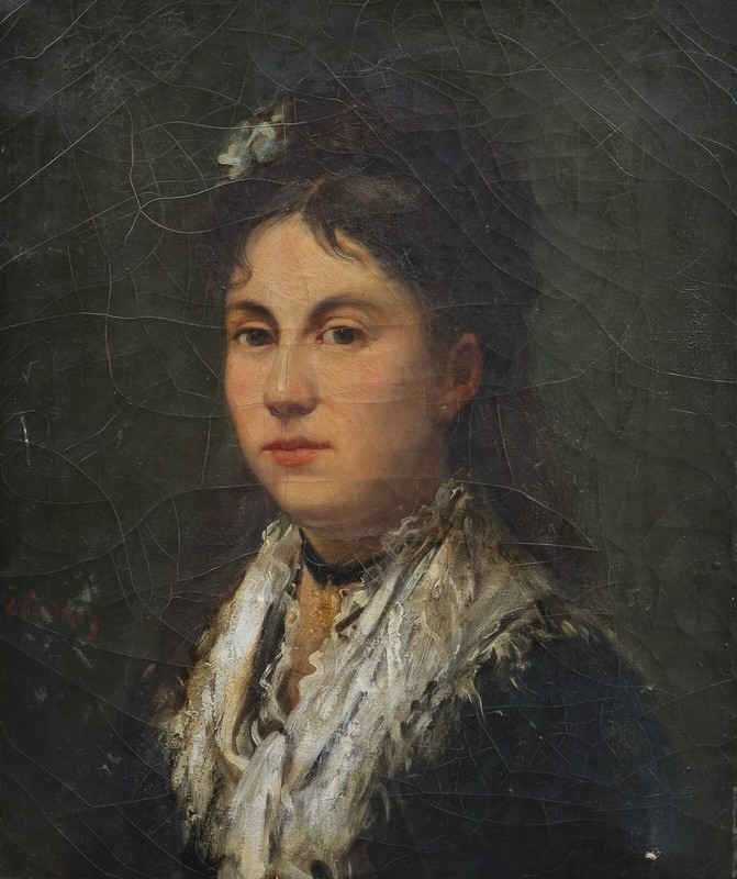 Portrait Of Woman With Shawl. Jules CHARDIGNY (1842-1892)