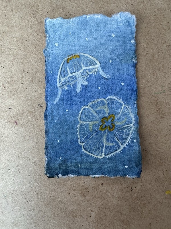 ACEO Original Actually Hand Painted Acrylic Jellyfish Trading Art Card