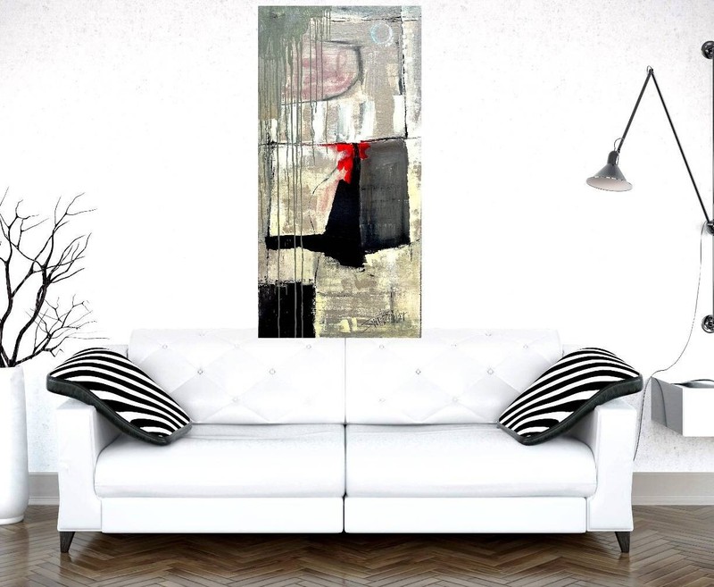 BIG unique ABSTRACT on CANVAS 24 X 48 PAINTING SWARTZMILLER DNA SIGNED Art NEW gallery