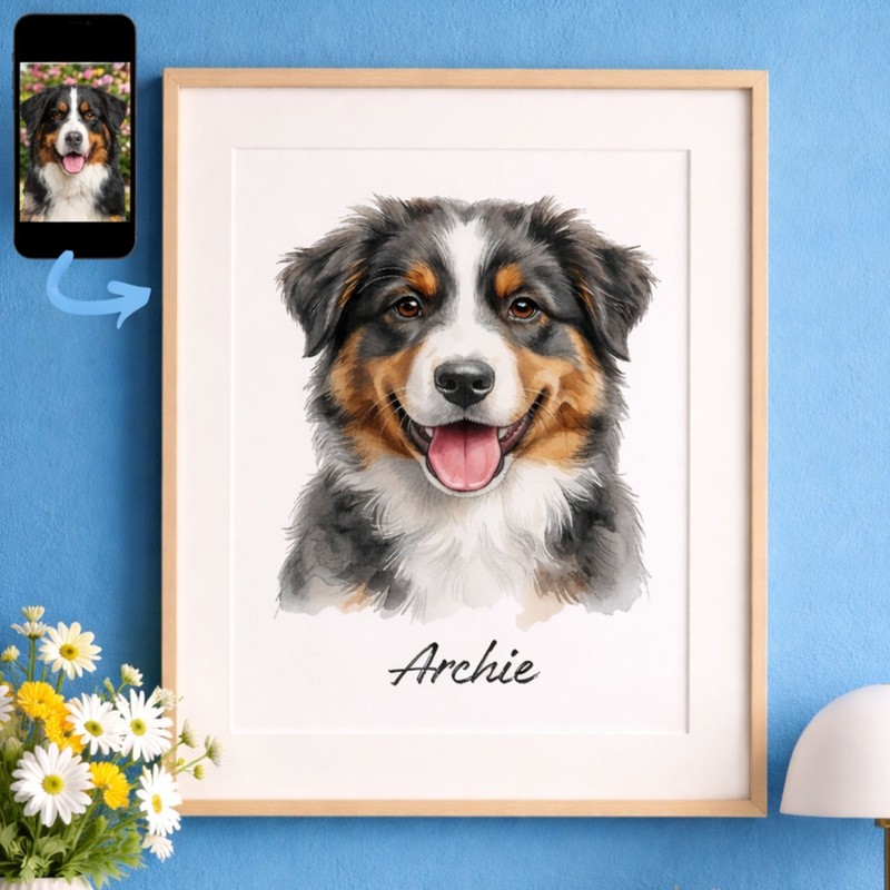 CustPortrait,11×14 Custom Pet Portrait, Pet Portrait Custom,Watercolor Dog Print