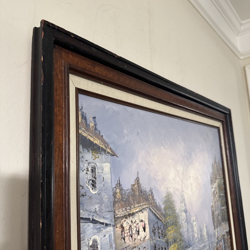 A. Herbert Framed City Reflections Oil Painting on Canvas 30x26” gallery