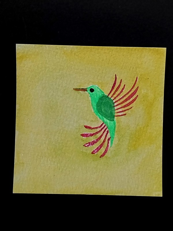 Original Painting OOAK Mini Art “Hummingbird ” 3 Inch Bird ~ Signed by GAT gallery