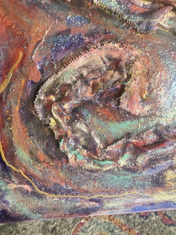 Vintage 1994 Artist Lee Starkey Signed Textured 3D Abstract Art Oil On Canvas gallery