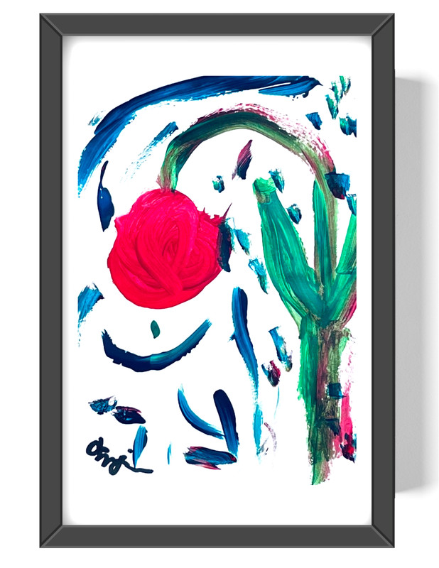 Guajardo Art Before The Last Rose Petal Falls 9X6 Paper Unique Neo Expressionism