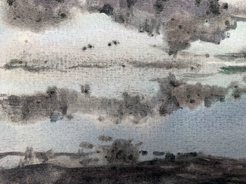 Watercolor Painting Fog Risen Coast Mikhailichenko V Original Wall Hanging n1358 gallery