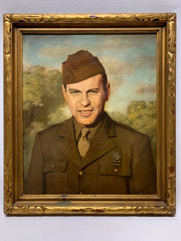 Excellent Antique Impressionist American Military Portrait Oil Painting