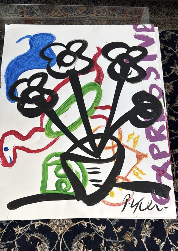 Peter Robert Keil - Acrylic EXPRESSIVE FLOWERS On heavy Artist Paper 22”x28” gallery