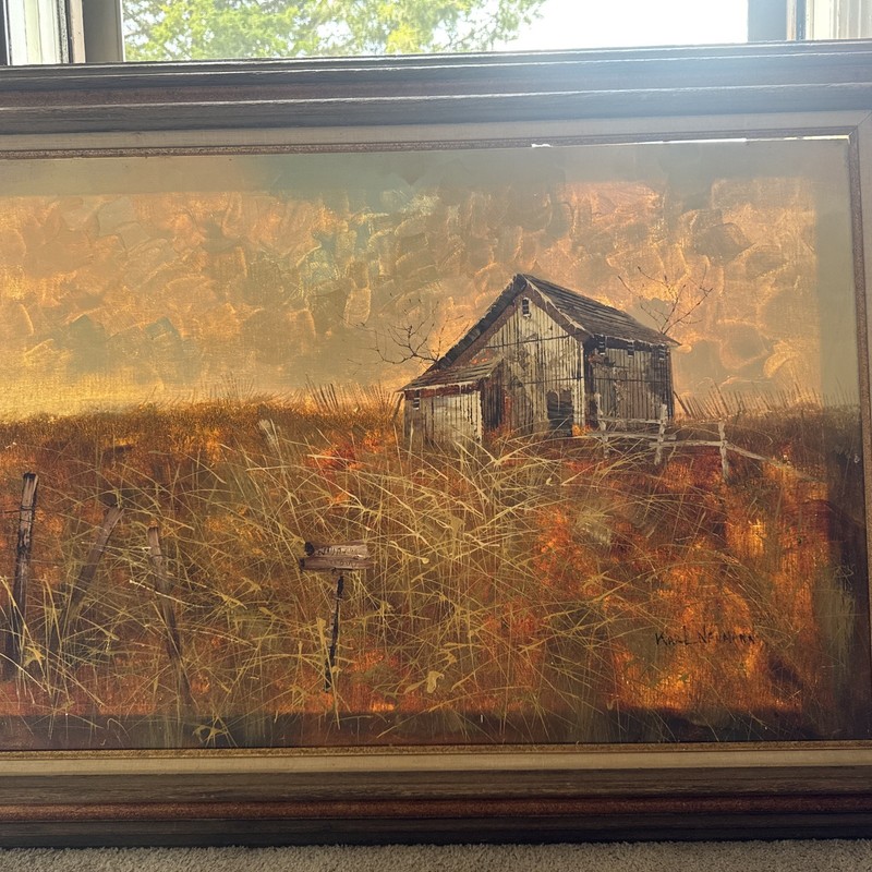 OIL PAINTING SIGNED KARL NEUMANN RUSTIC FARMS gallery