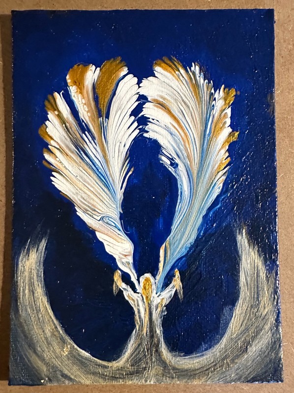 «ANGELS PROMISE» Acrylic Pour Painting on 5 X 7 Canvas Panel signed by Eric Fish