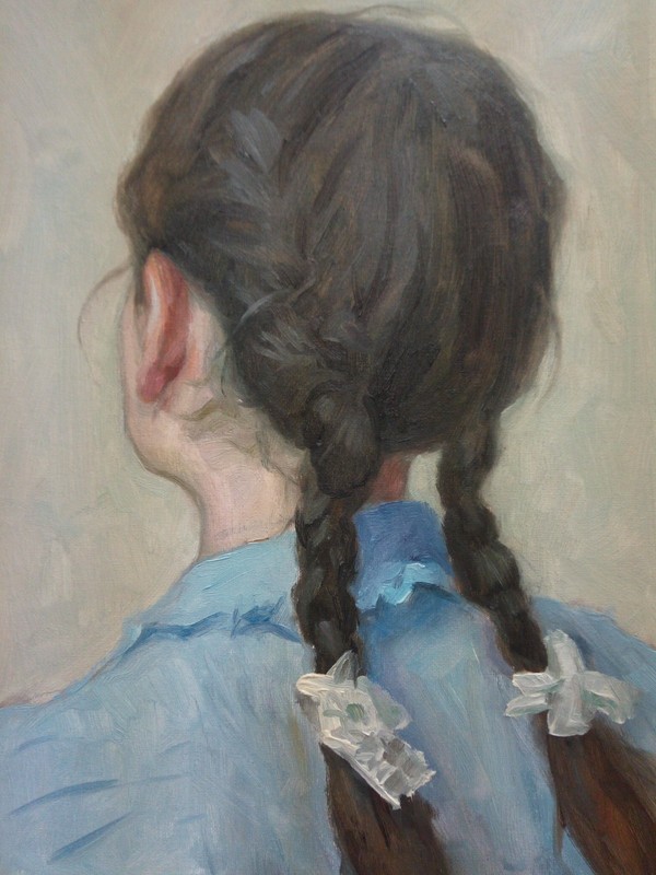 Female head with braids/head study (original oil painting)