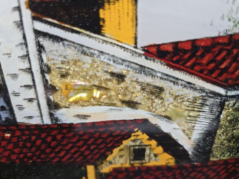 Framed Reverse Glass Painting with Mother of Pearl Inlay gallery