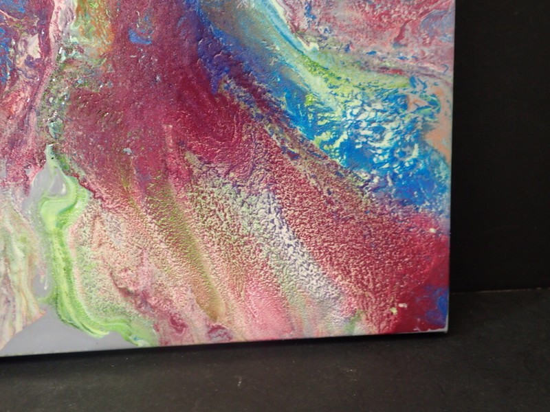 Original Abstract Acrylic Fluid Pour Painting 20x20 Canvas Resin Coated AR9 gallery