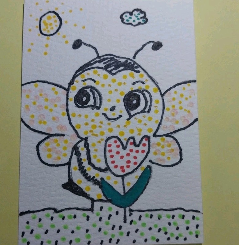Bumblebee Impressionism Original Painting Home Decor 3.5x2.5 Hand Painted Bee 🐝