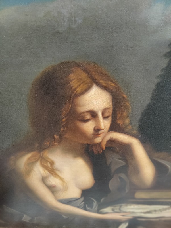 Antique 19c Italian School Oil Painting Maria Magdalena After Titian gallery