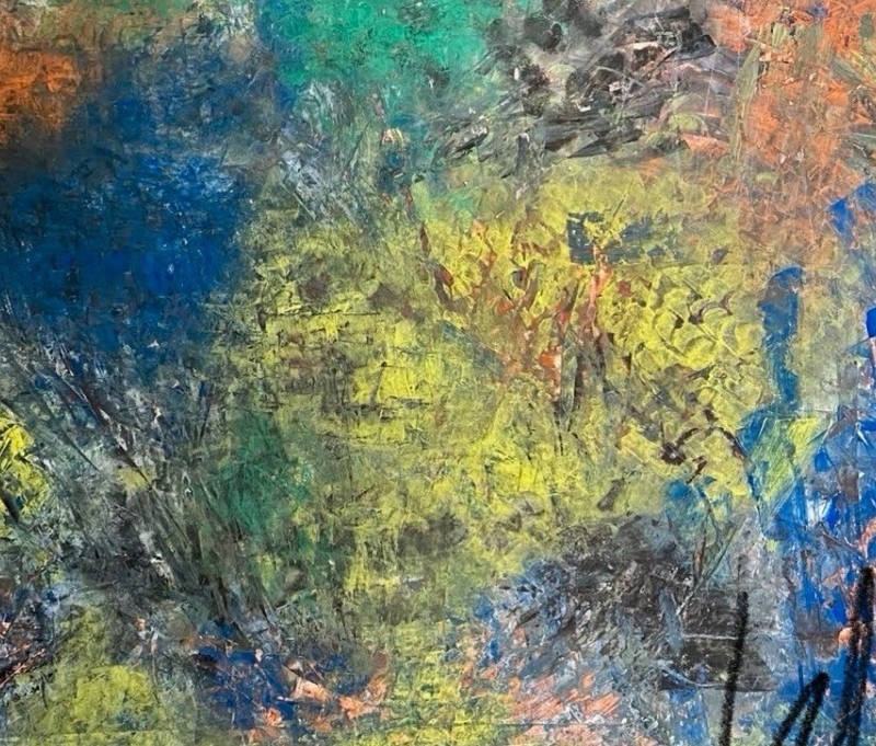 A New Original 27x1x33 Abstract Acrylic Painting w/Matting & Frame, Multicolored gallery