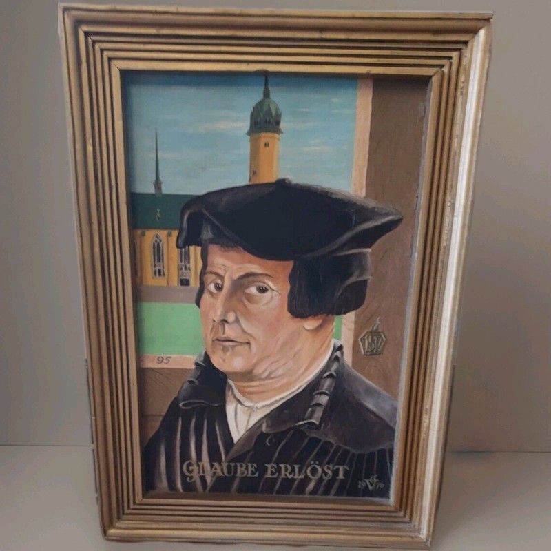 Oil painting of Martin Luther 16×22 framed original interpretation