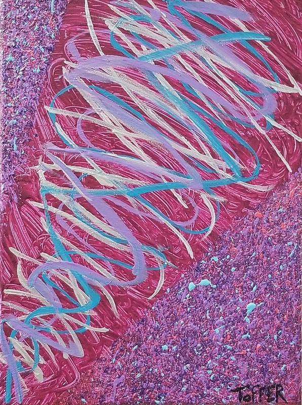 Original Acrylic On Canvas Abstract Tornado Twister Painting Signed Toffer