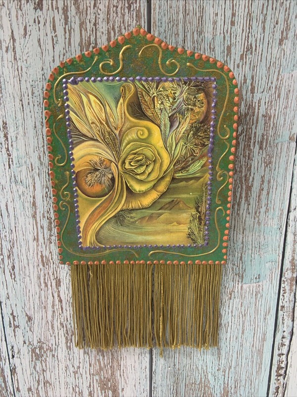 Lori Felix Original Sacred Circles Hand Painted Oil On Wood Painting Rare Signed