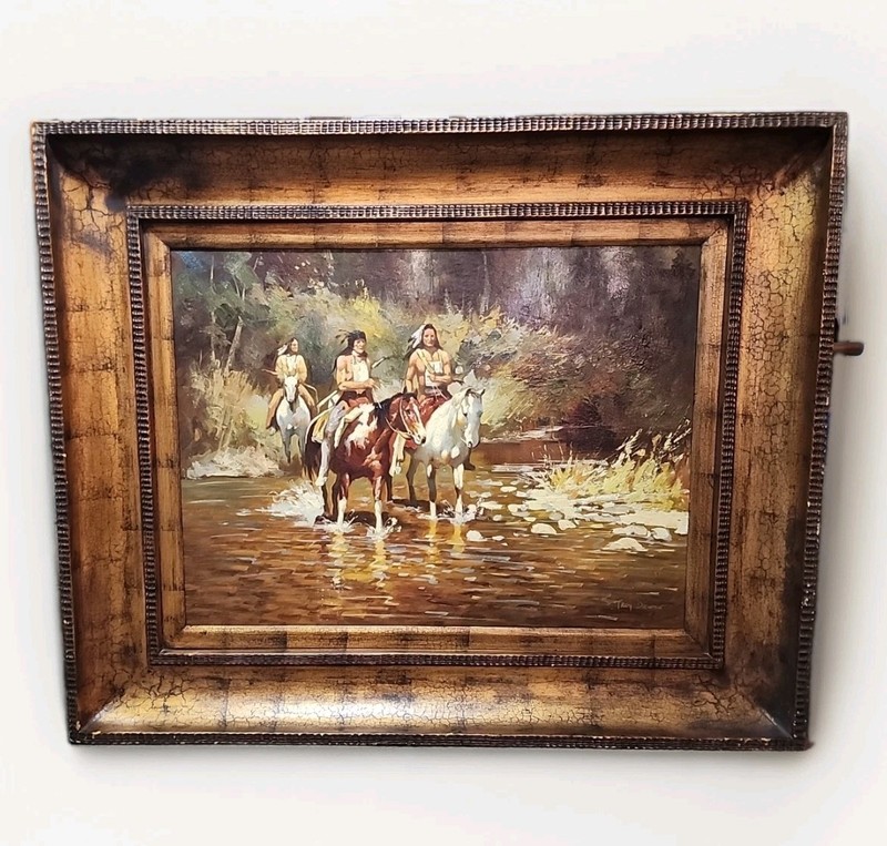 Orignal Native American Oil On Canvas Painting By Troy Denton