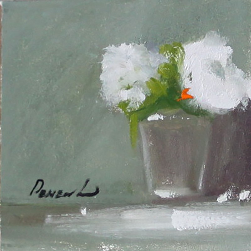 ACEO EXOTIC ABSTRACT Flower white PEONY Still Life Oil painting UKRAINE 4×4