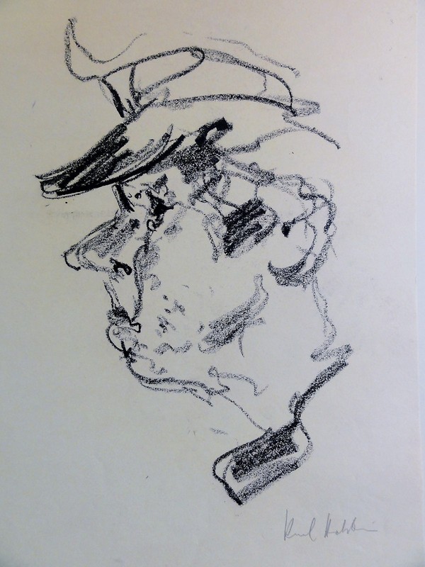 KARL HOLSTEIN (1912-2003) Watercolour/Charcoal Drawing: PORTRAIT – MAN WITH UNIFORM