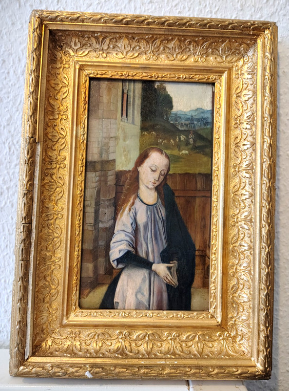 Neo Gothic Painting. Mary in Adoration. Oil on wood. Dated 1803 gallery