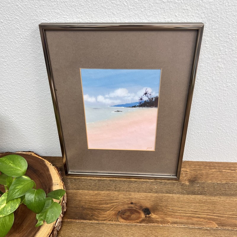 Helmut Wollny Ocean Seascape Palm Trees Watercolor Print Framed Matted 11x14" gallery
