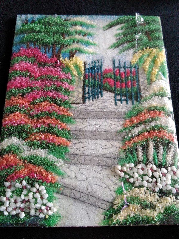 Natural Crushed Gemstone Painting Handcrafted 8×6
