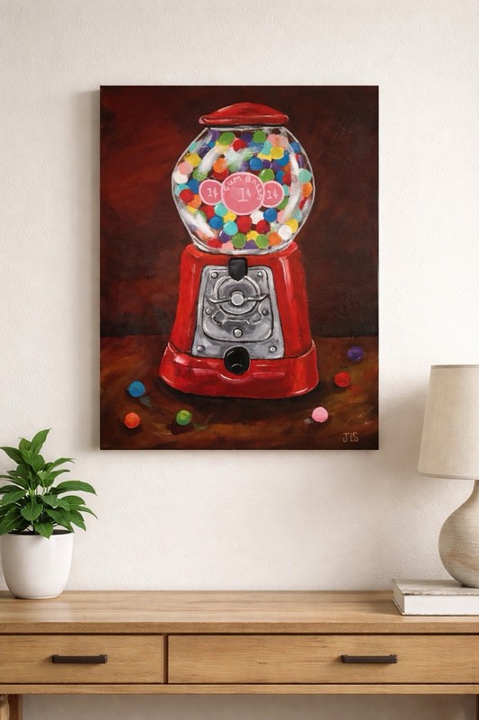 Gumball Machine Painting 24×18 Candy Nostalgia Pop Art Wall Art