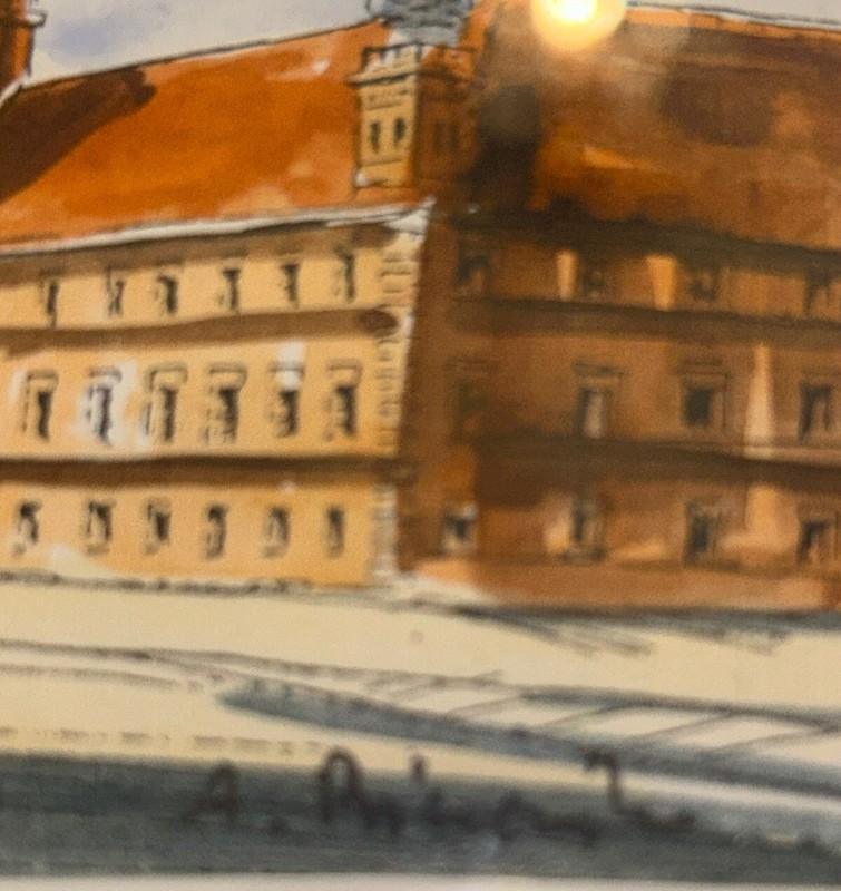 VTG A. Biczewski Architecture Sigismund Column Warsaw W/C 6”T 8”W Framed Matted gallery