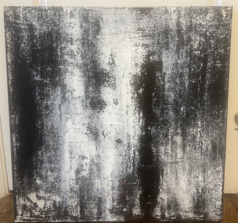 Large Abstract Painting Black White Haunting NYC Loft Minimalist Modern Decor gallery