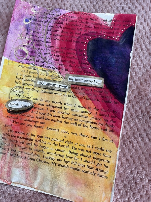Black Out Poetry- Found Art- Abstract Art 5x7 with Frame, pink, purple, yellow gallery