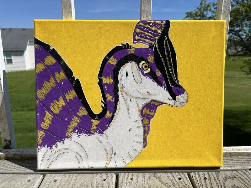 Colorful Dinosaur Canvas Painting – Unframed Wall Art, Single Piece Artwork