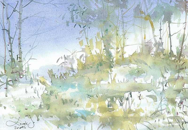 painting watercolor Picture(30×21)cm 0292 CA Landschaft Aquarell