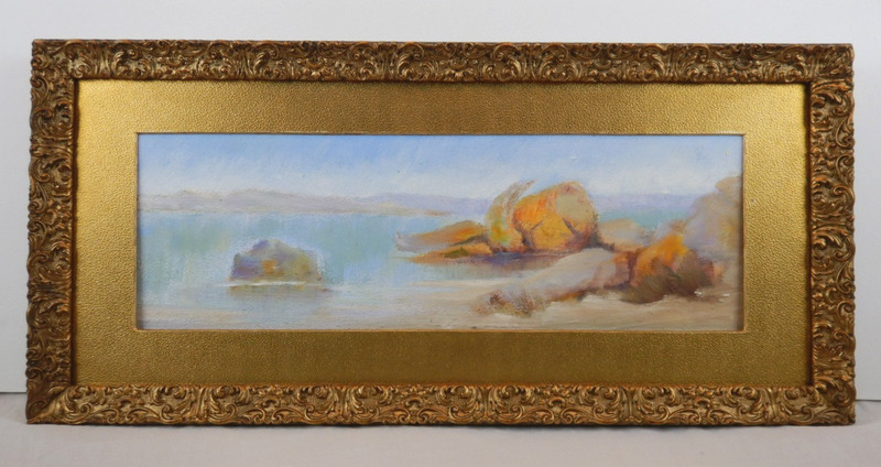 ANTIQUE IMPRESSIONIST AUSTRALIAN OIL PAINTING A LAKE SCENE TASMANIAN CIRCA 1900