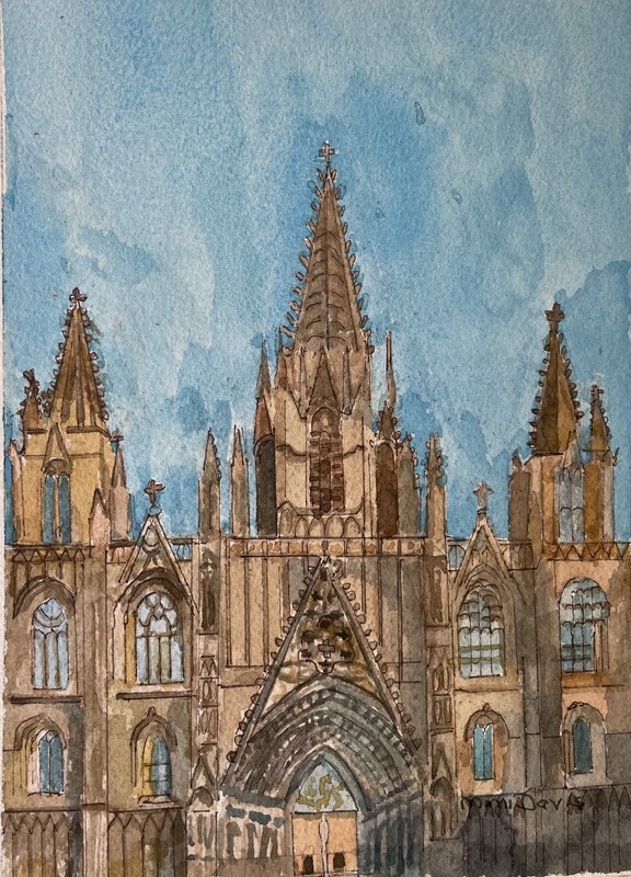 Cathedral / Original Watercolor / 6" W x 8 3/4" H/ Mimi Davis, Artist gallery