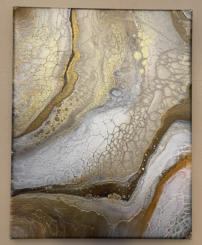 Art Hand Paint Pouring Acrylic Abstract Metallic ￼”Crystal Shifts” 11 X 14 New gallery