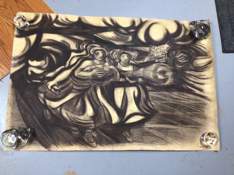 Lot of 3 Siqueiros David Alfaro, Original mixed media drawings /Signed 1960’s