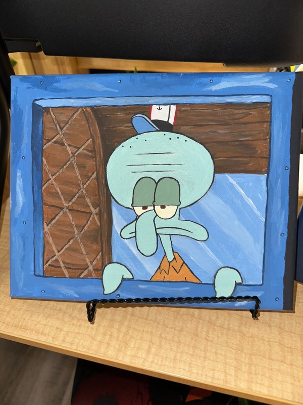 Squidward Art Painting From Krusty Krab Spongebob 8 by 10 inches