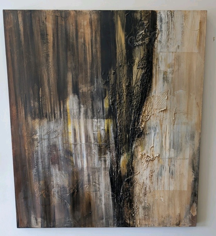 James Verbicky original Early Work Oil on Canvas Signed 72″ x 64″ x 3.5″