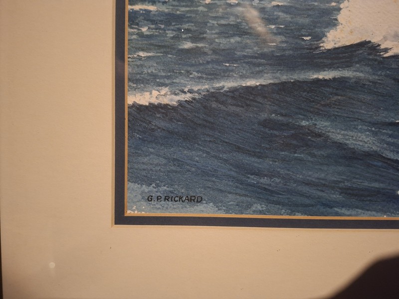 Vintage Original George P. Rickard Boat Framed Painting "Glenside" on Lake Erie gallery