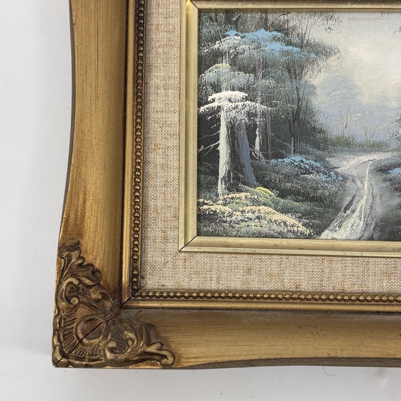 Vintage Oil Painting Tomil 11"x9" Ornate Frame Woods Landscape Trees Path gallery
