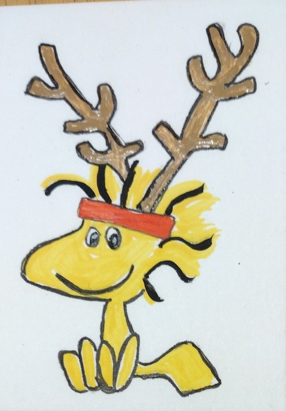 3.5″X2.5″ Artist Trading Card Woodstock With Antlers HAND PAINTED ACRYLIC
