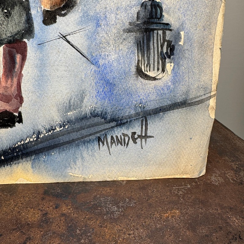 Vtg c.1940s MAXWELL MANDELL (d.2002) Watercolor SOCIAL REALISM Help Wanted gallery