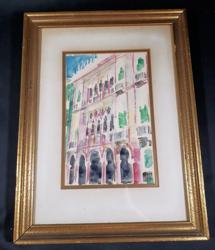 French Artist Michel Tapié 1909-1987 Framed Watercolor Cityscape
