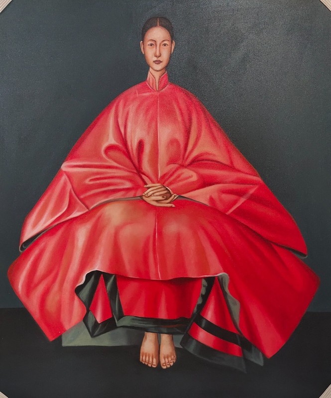 Asian Woman Portrait Original Painting on Canvas Wall Art Home Decor