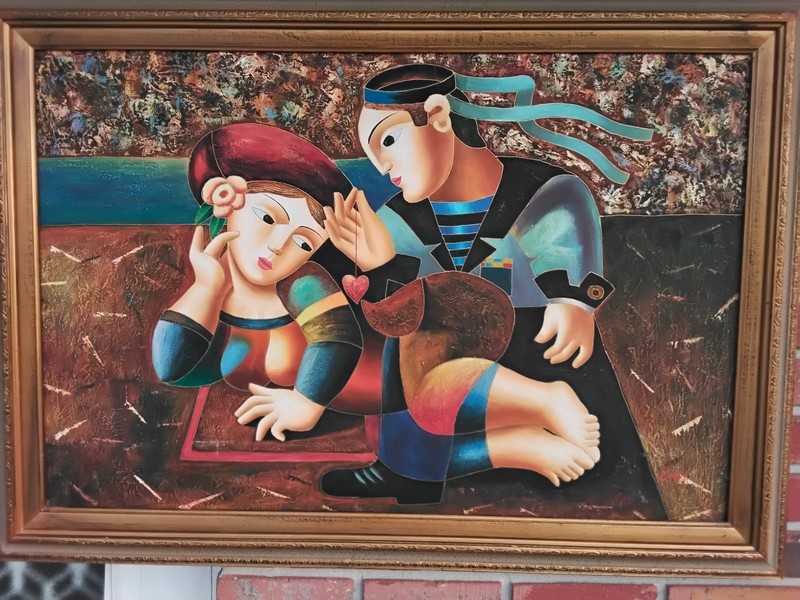 C. LOFT ABSTRACT MODERN CUBISM «SAILOR’S DREAM ‘ OIL PAINTING 30»x41.5»