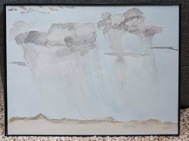 Framed Original 9 x 12 Painting: Watercolor and Pencil on Paper