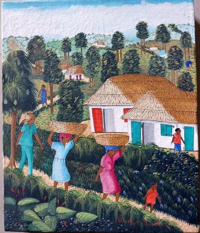 ORIGINAL 12 X 10 ART PAINTING BY ABNER DUBIC Listed Haitian Artist Acrylic